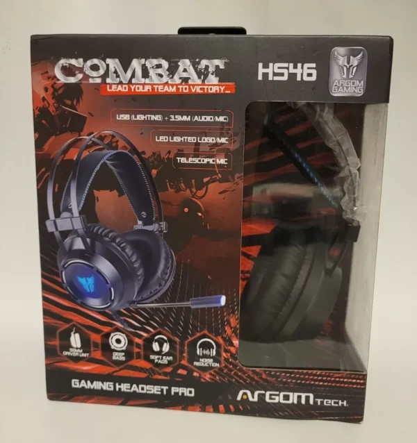 Combat HS46 Gaming Headset Pro USB by Argom Tech (Black/Blue)