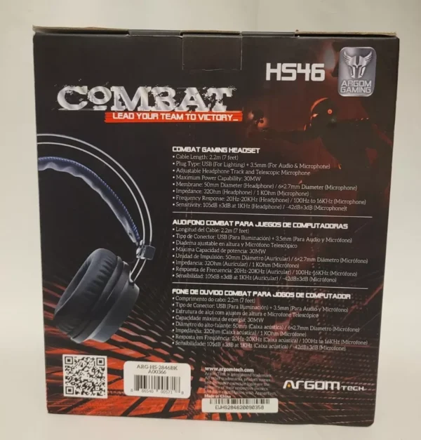 Combat HS46 Gaming Headset Pro USB by Argom Tech (Black/Blue) - Image 5